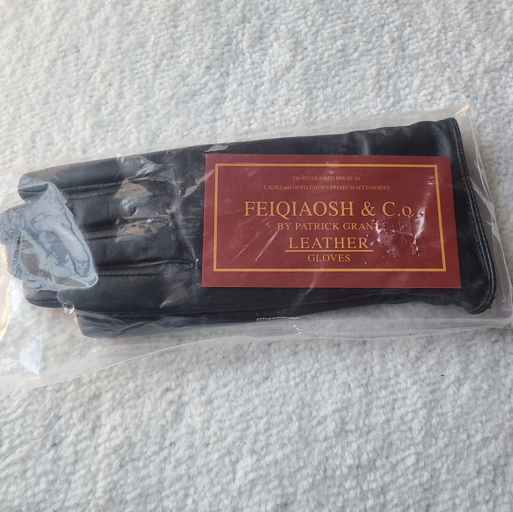 Black Leather Gloves Feiqiaosh